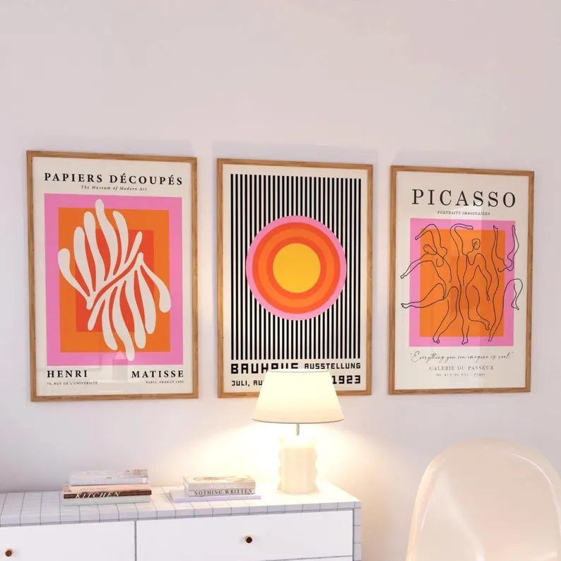 Home Decor Foto - 3 szt. Nowoczesne pomarańczowe obrazy na