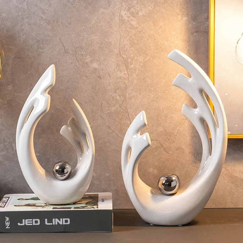 Home Decor Modern Organic - Proste białe ceramiczne ozdobne elementy dekoracyjne
