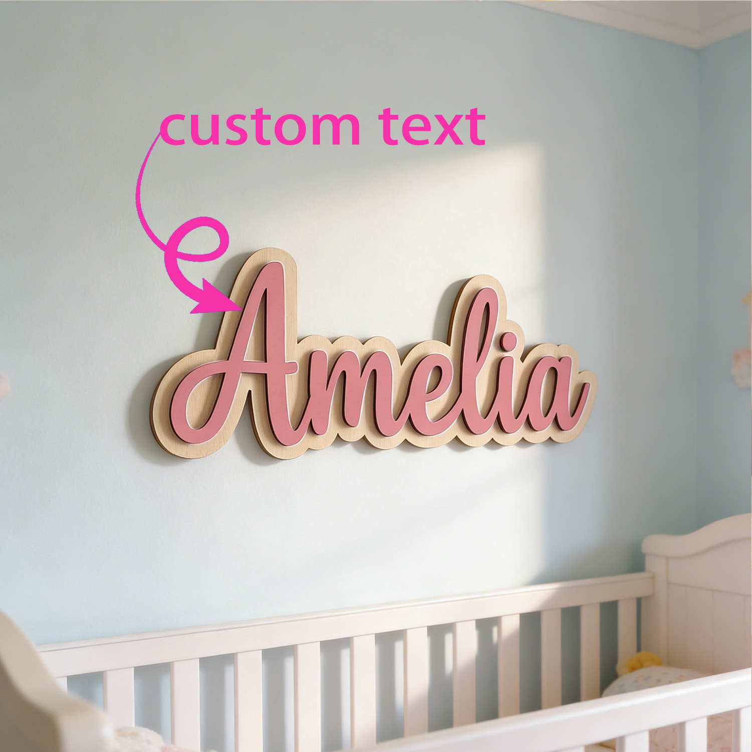 Home Decor Names - 1 szt. Personalizowana, dwuwarstwowa, drewniana tabliczka