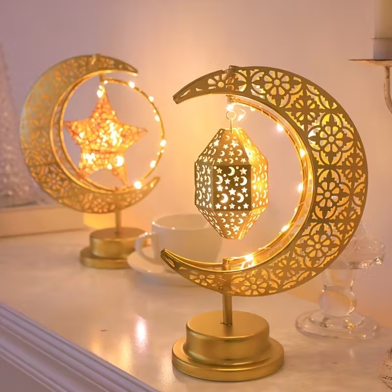 Home Decor Ramadan - Lampka nocna LED Ramadan, obrotowy żelazny