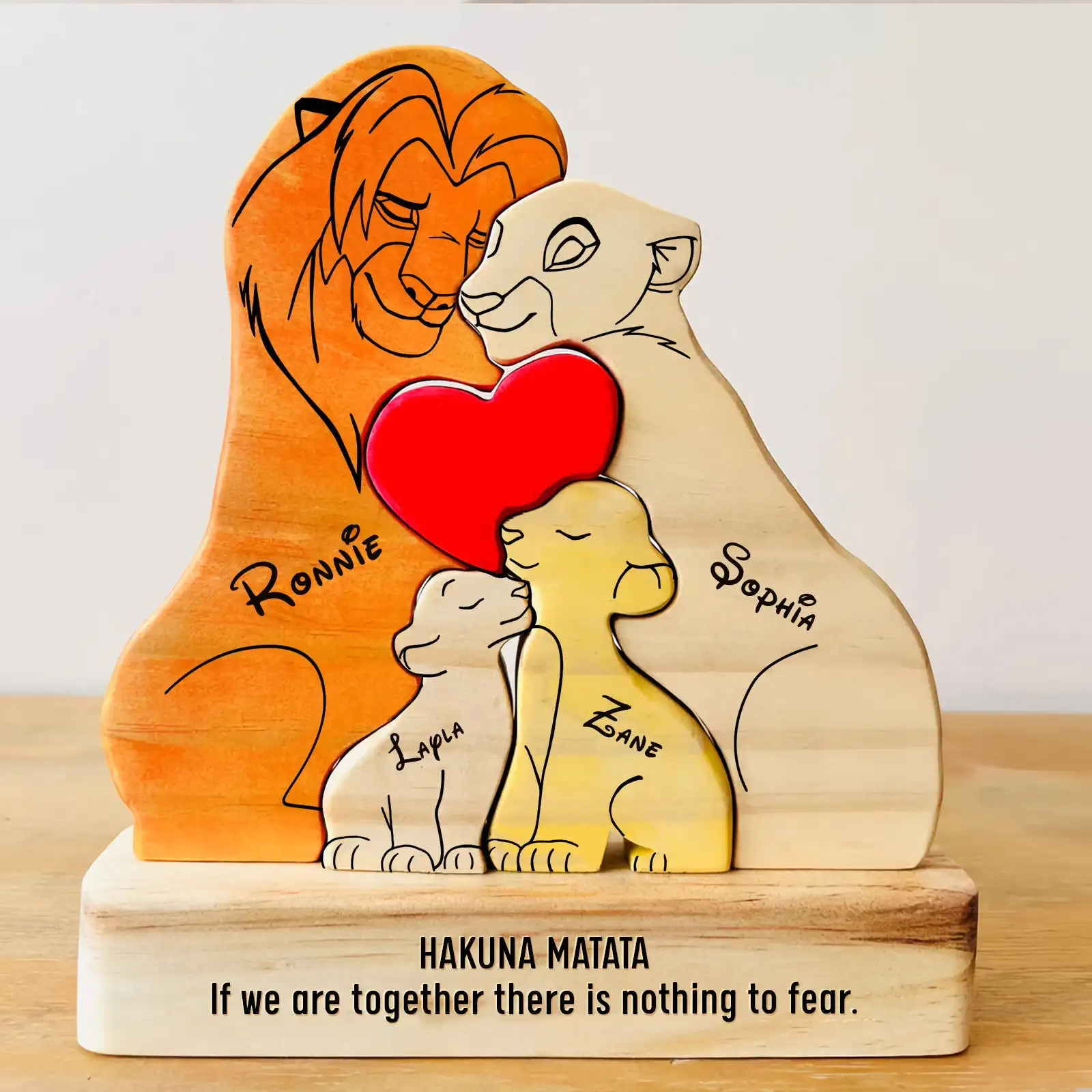 Home Decor Modern Organic - Drewniane puzzle rodzinne z imieniem, personalizowane