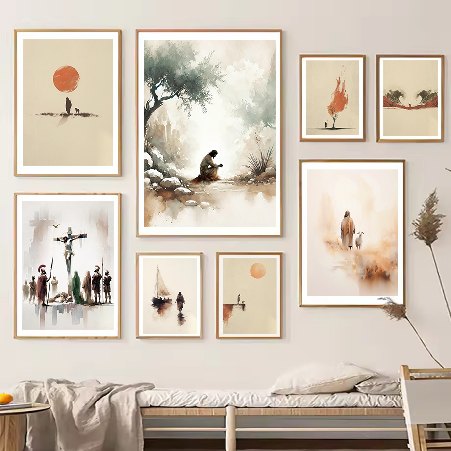 Home Decor Jesus - Akwarelowy Jezus opuszcza 99 ogrodów w