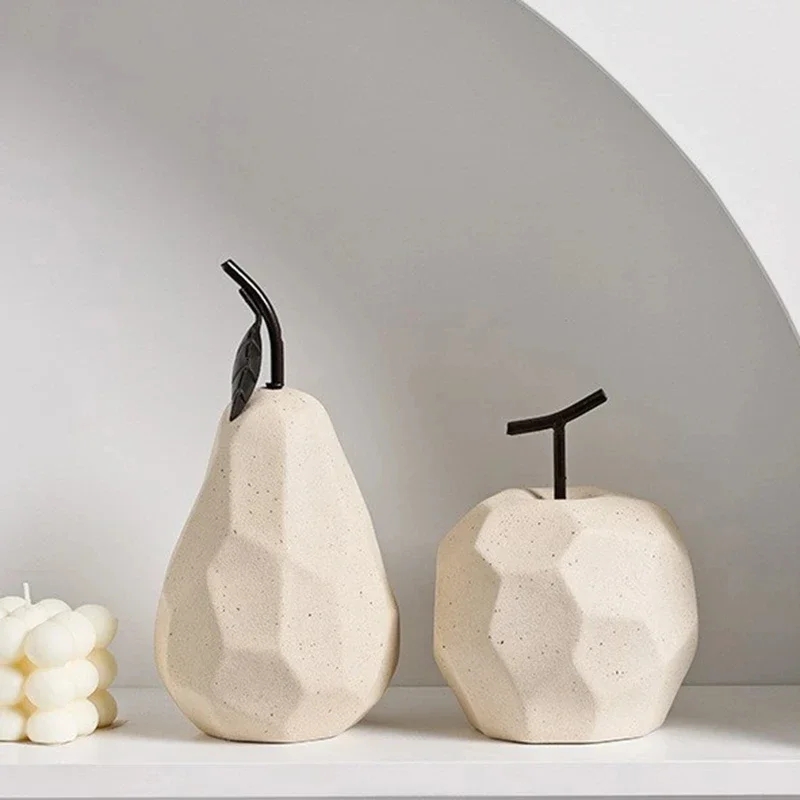 Home Decor Modern Organic - Nordic Sculpture Ceramic Apple Pear Figurki