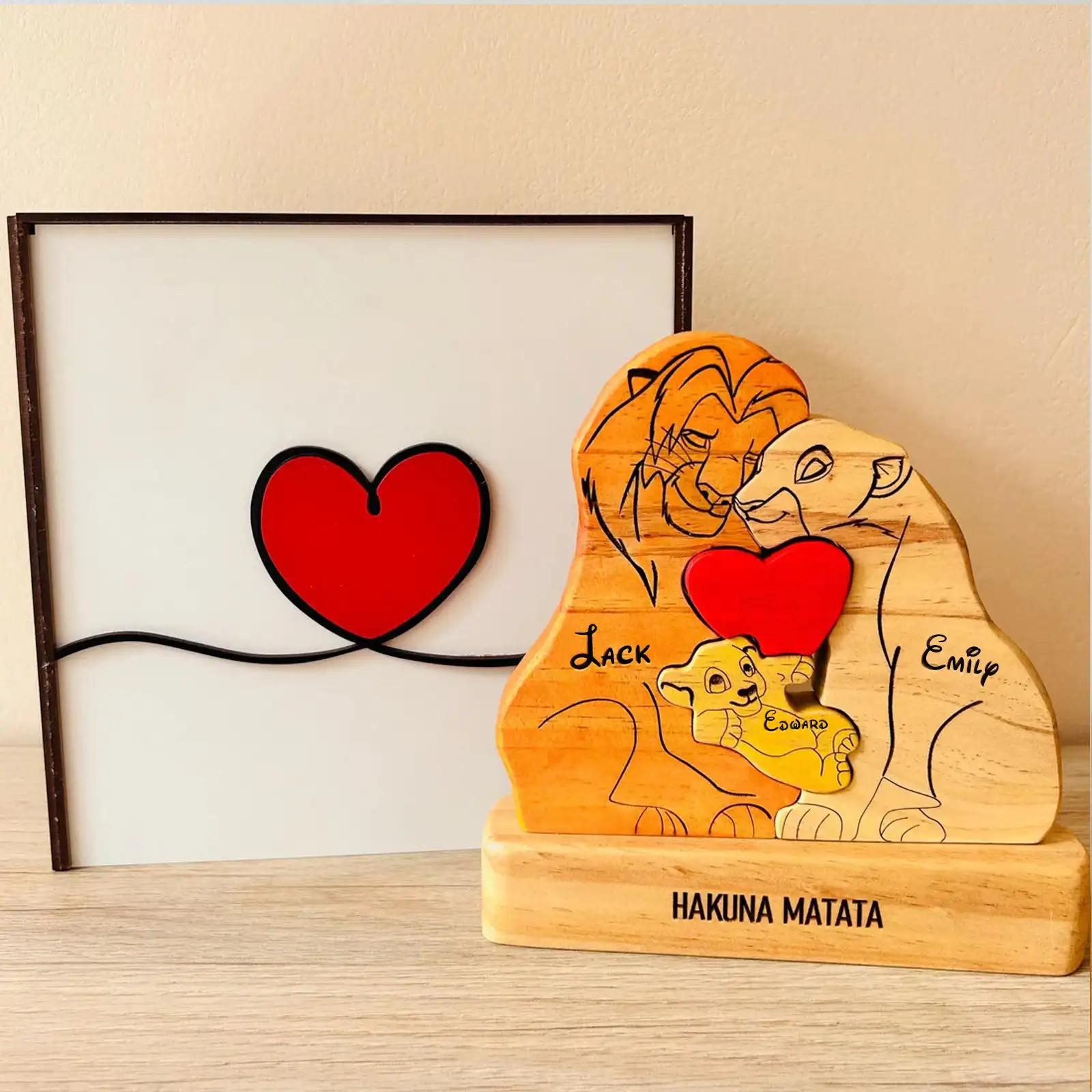 Drewniane puzzle rodzinne z im – Home Decor Modern Organic recenzja i cena